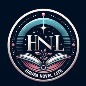 A vibrant logo for Hausa Novel Lite featuring an open book, stars, and African cultural motifs.