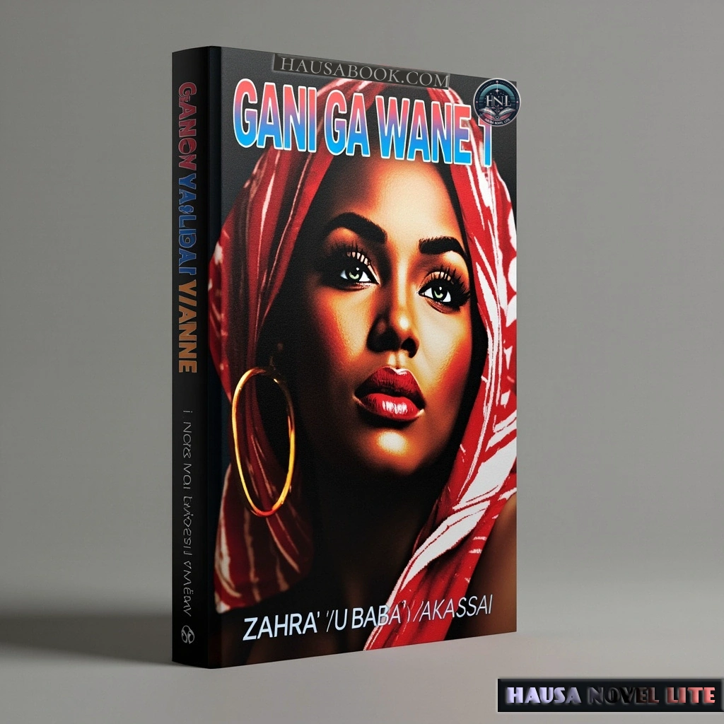 Vibrant Gani Ga Wane Book 1 Hausa Novels featuring a woman in traditional attire, emphasizing Hausa literature and storytelling.