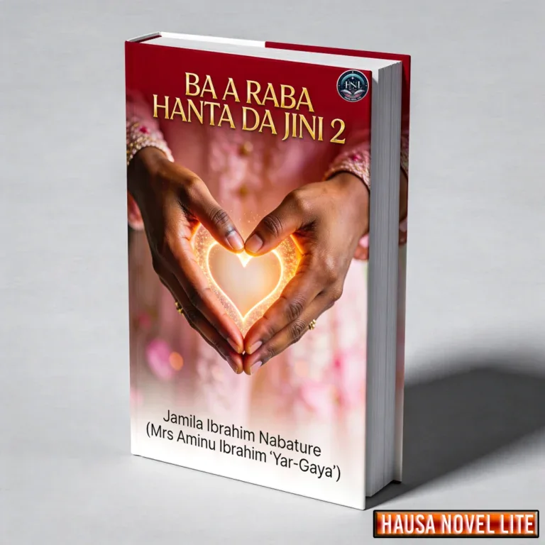 Hausa Novels book cover titled "Ba A Raba Hanta Da Jini 2" with hands forming a heart shape.