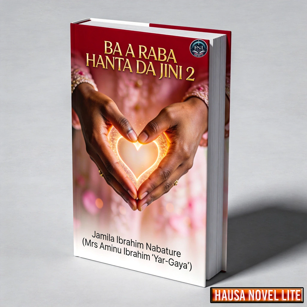 Hausa Novels book cover titled "Ba A Raba Hanta Da Jini 2" with hands forming a heart shape.