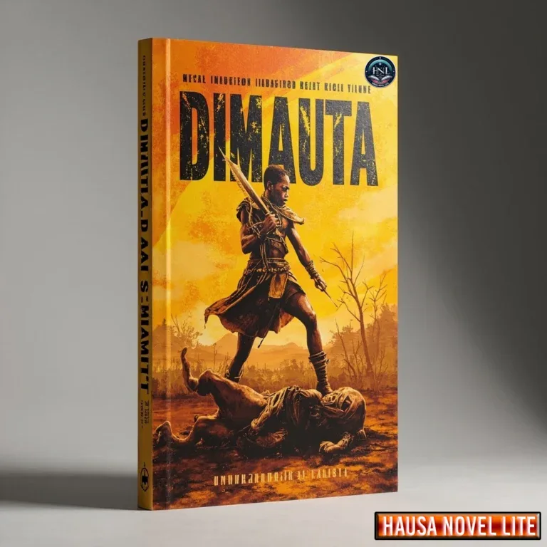 Hausa Book titled Dimauta with warrior illustration, perfect for Hausa Novels collection.