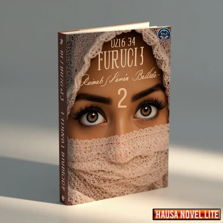 Hausa Novels book cover featuring a woman with eyes and lace covering her face, titled "UZ16 34 FURU.