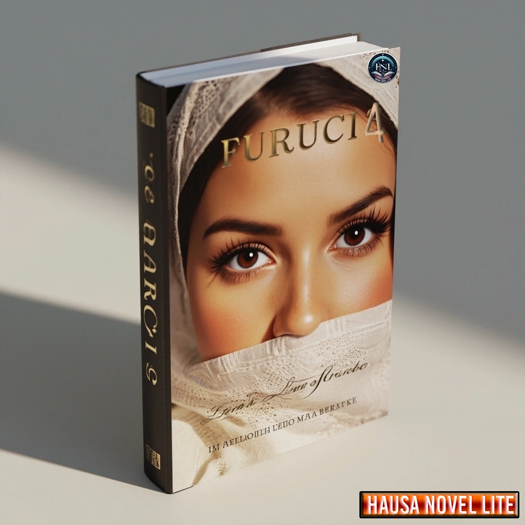 Hausa Novels book cover featuring a woman's face with a veil, titled "Furuci".