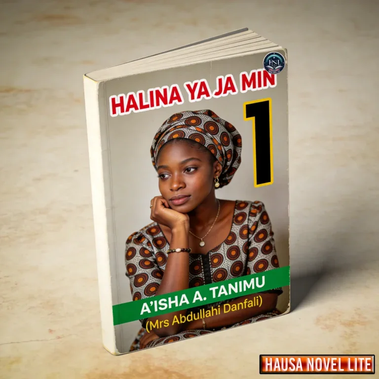 Hausa Novels book cover featuring a thoughtful young woman in traditional attire.