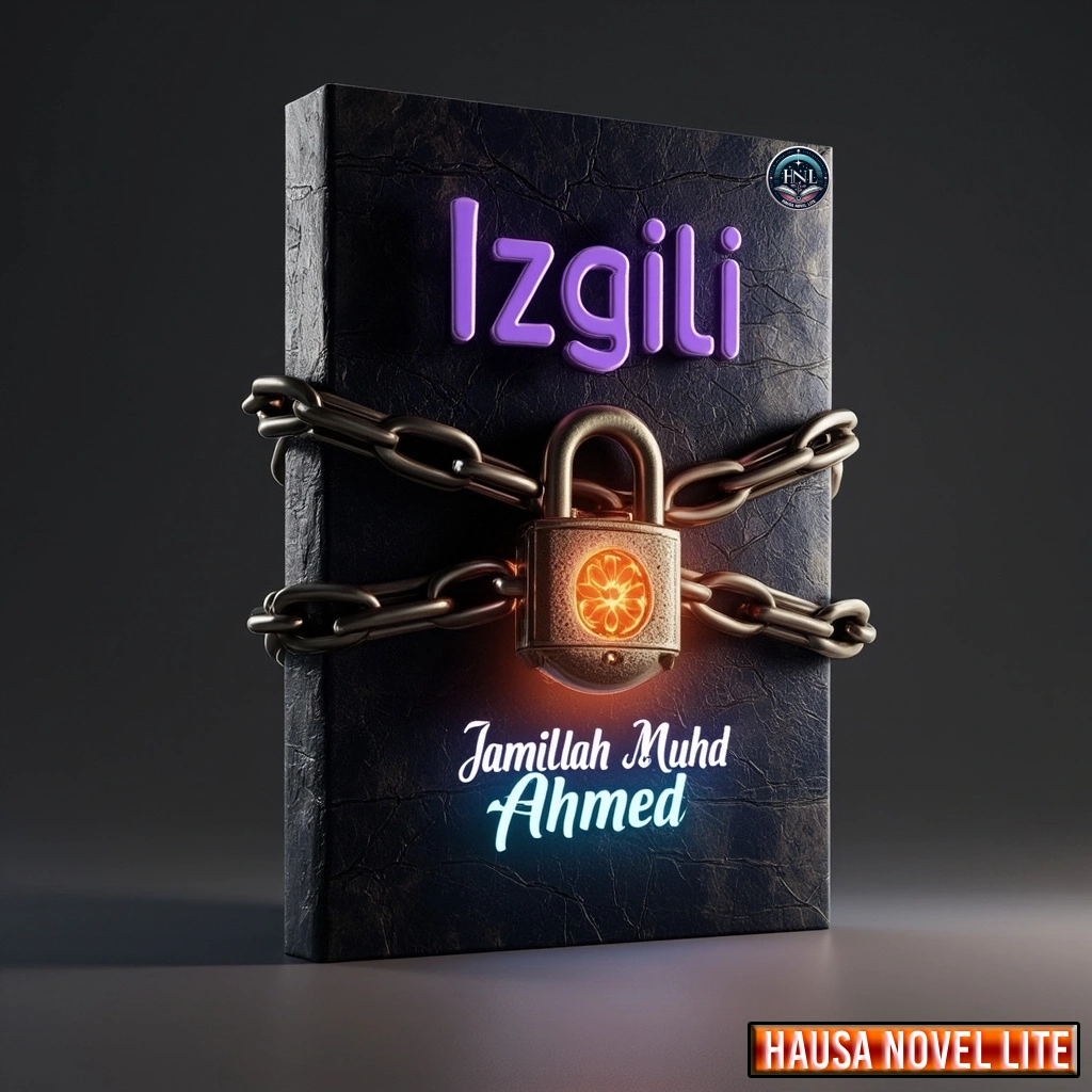 Hausa Novels book titled "Izgili" by Jamilah Muhd Ahmed with a padlock and chains on the cover.