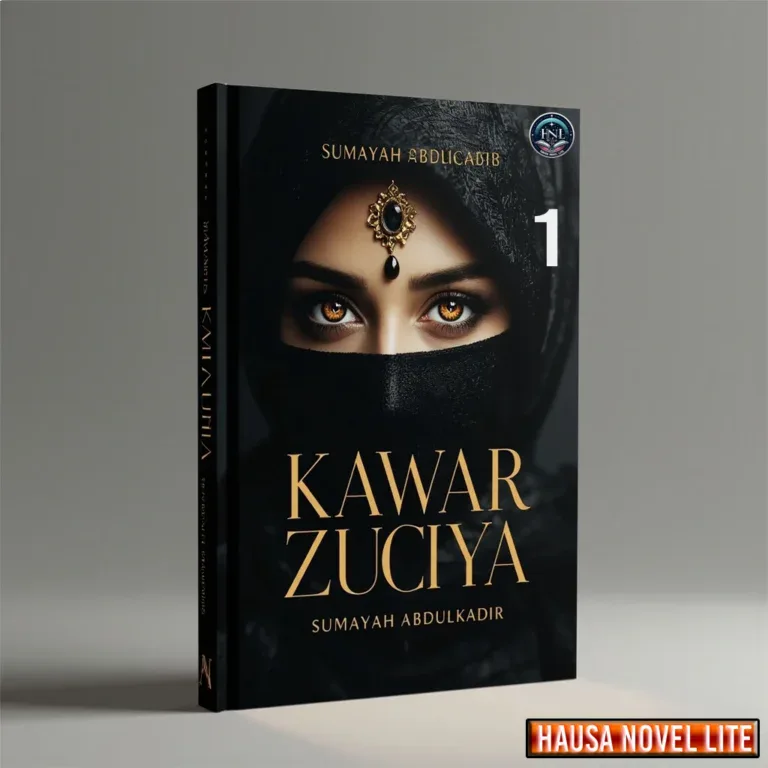 A1: Hausa Novels book cover featuring "Kawar Zuciya" by Sumayah Abdulkadir with a mysterious woman i.