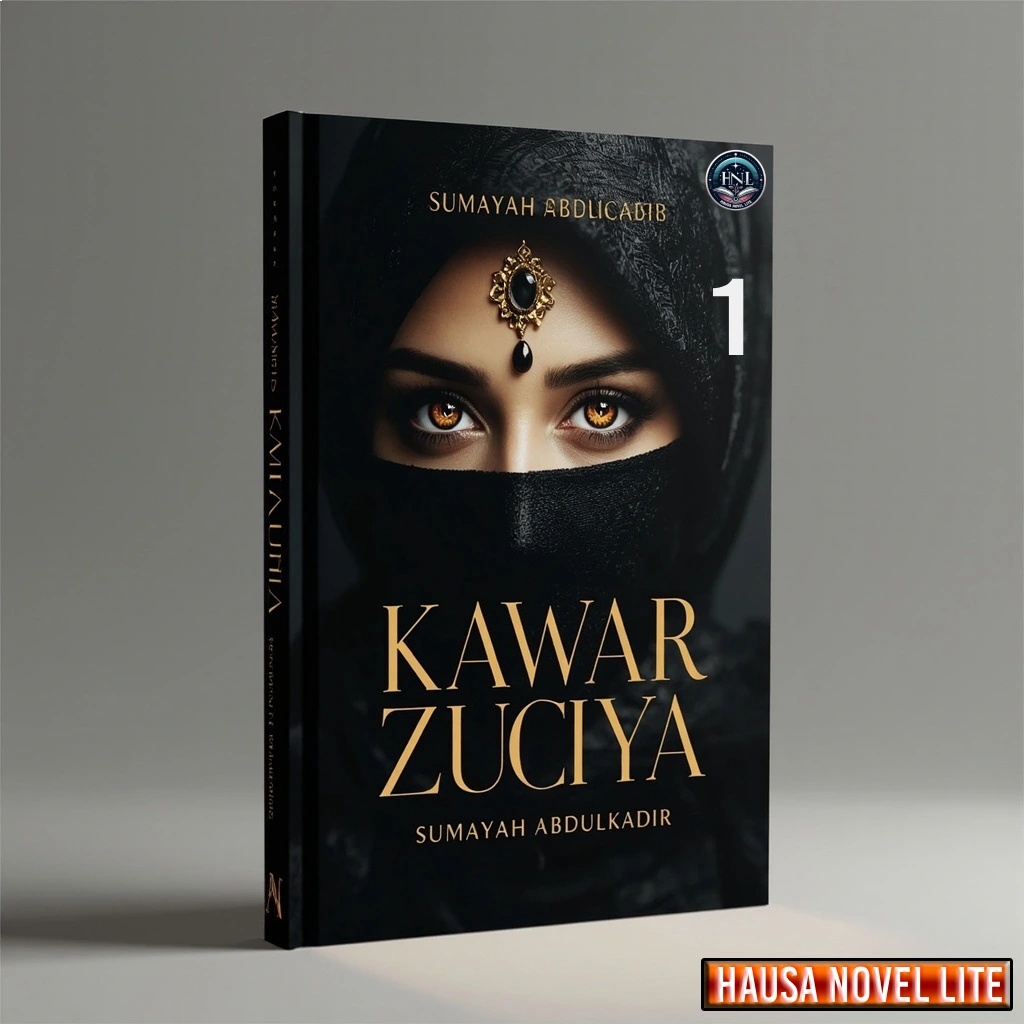 A1: Hausa Novels book cover featuring "Kawar Zuciya" by Sumayah Abdulkadir with a mysterious woman i.