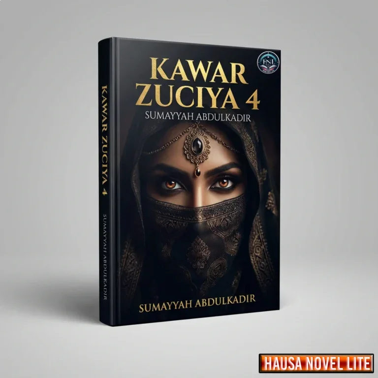 Kawar Zuciya 4 Hausa Novel by Sumayyah Abdulkadir, featuring a woman in traditional attire with inte.