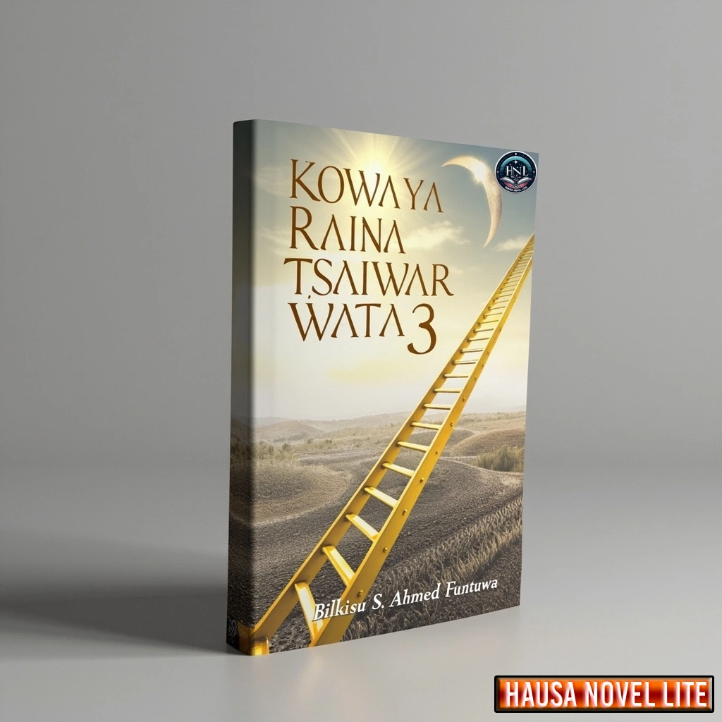 Hausa Novels book cover "Kowaya Raina Tsiwar Wata 3" by Bilkisu S. Ahmed Funtuwa, featuring a ladder.