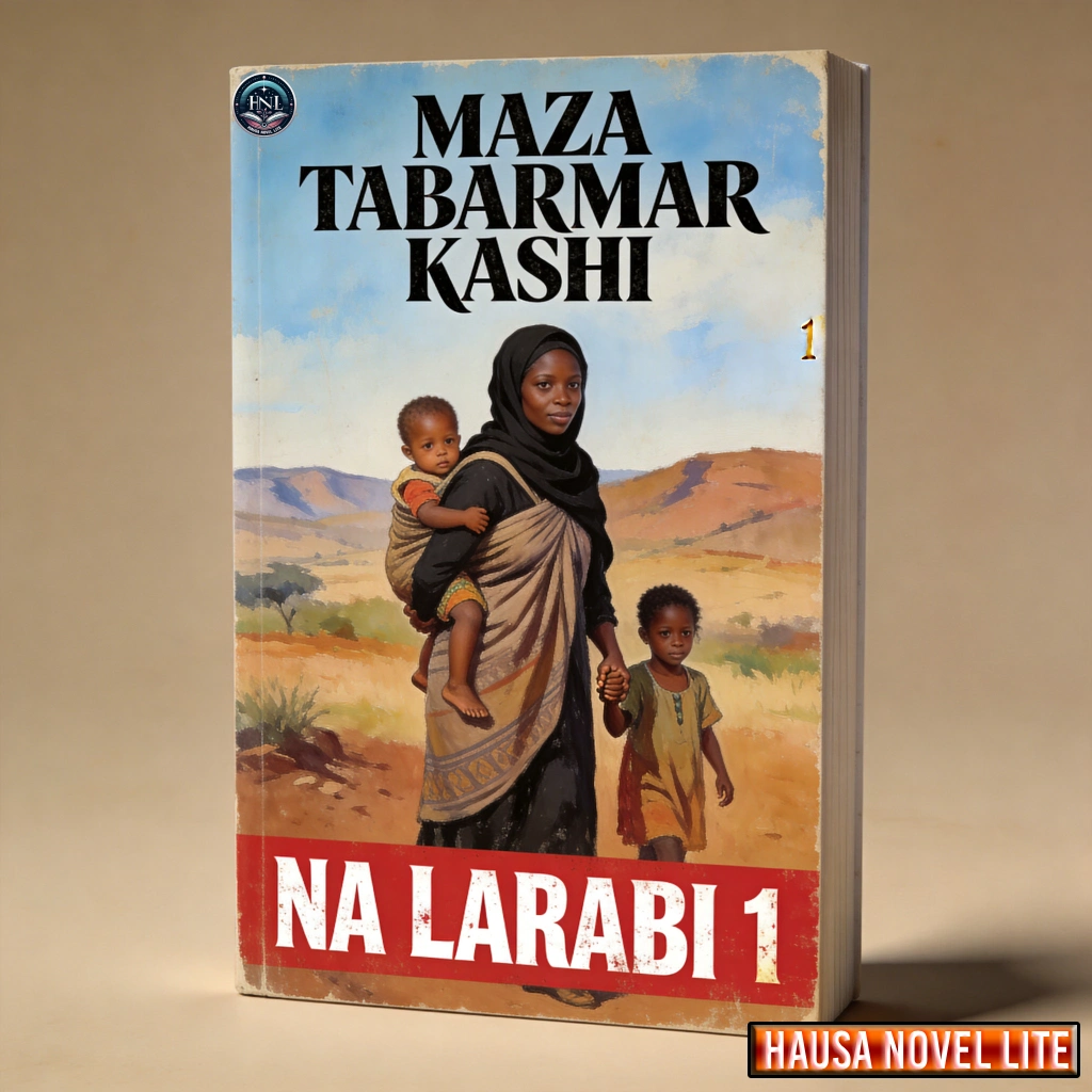 Maza Tabarmar Kashi Hausa Novel with children on the cover, showcasing Hausa storytelling and litera.