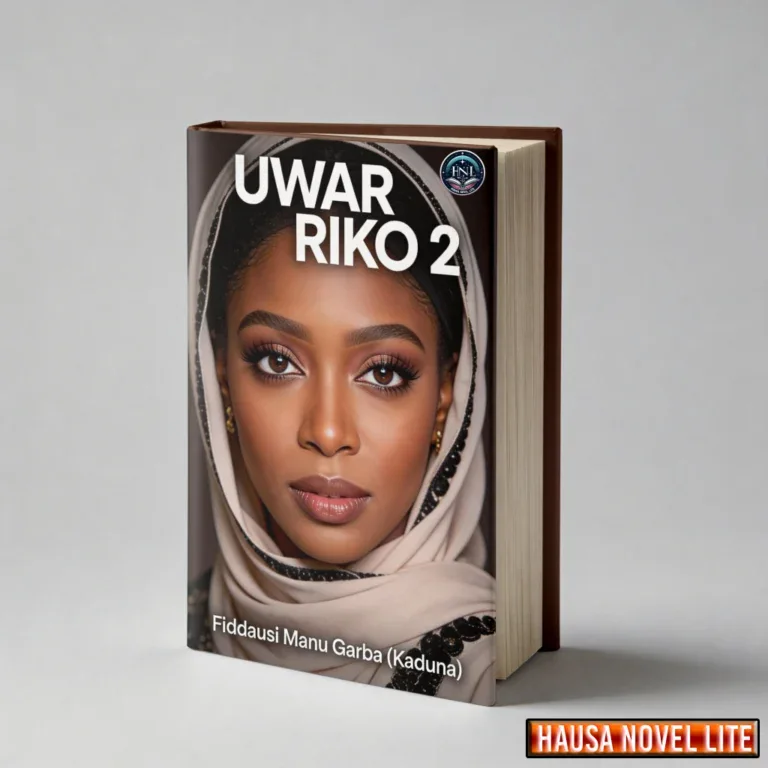 Hausa Novels book cover featuring a woman with a hijab, titled "Uwar Riko 2" by Fidausi Manu Garba (.