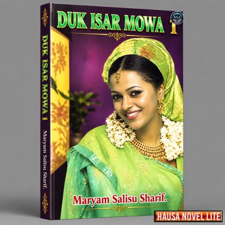 Duk Isar Mowa 1 Hausa Novel book cover with a smiling woman in traditional green attire.